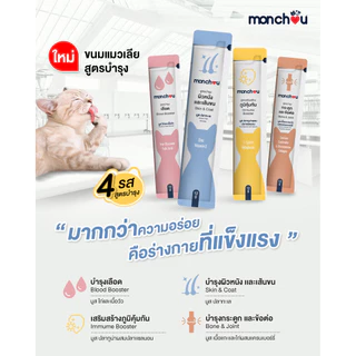 Monchou ขนมแมวเลียมองชู สูตรบำรุง 4 รสชาติ 4 สูตร ขนาด 12g x 10 ซอง