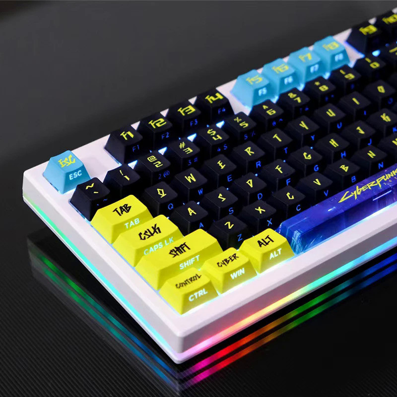 Cyberpunk Side light Keycaps PBT Cherry Profile Dye Sublimation Key caps for Fits MX Switch Mechanic