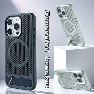 【Cellular cooling/Bracket/Pc hard case/Silver】เคส compatible for iPhone 15 14 13 12 11 16 17 pro max case