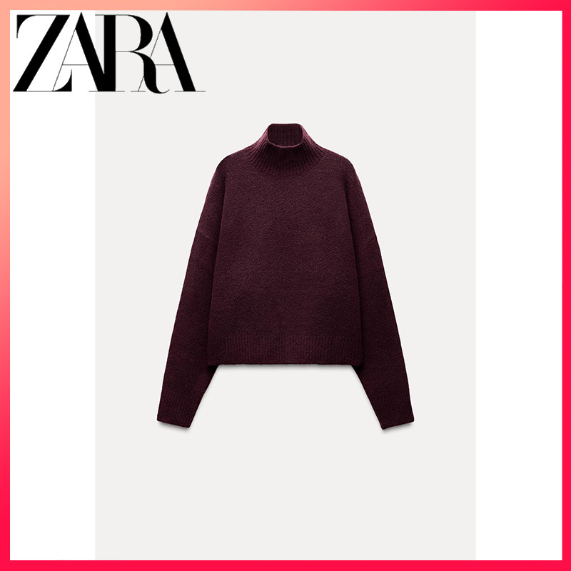 ZARA ซาร่า ฤดูใบไม้ร่วงและฤดูหนาวใหม่ของผู้หญิงสวมใส่นุ่มพื้นฐานคอกลมแขนยาวถักคาร์ดิแกน