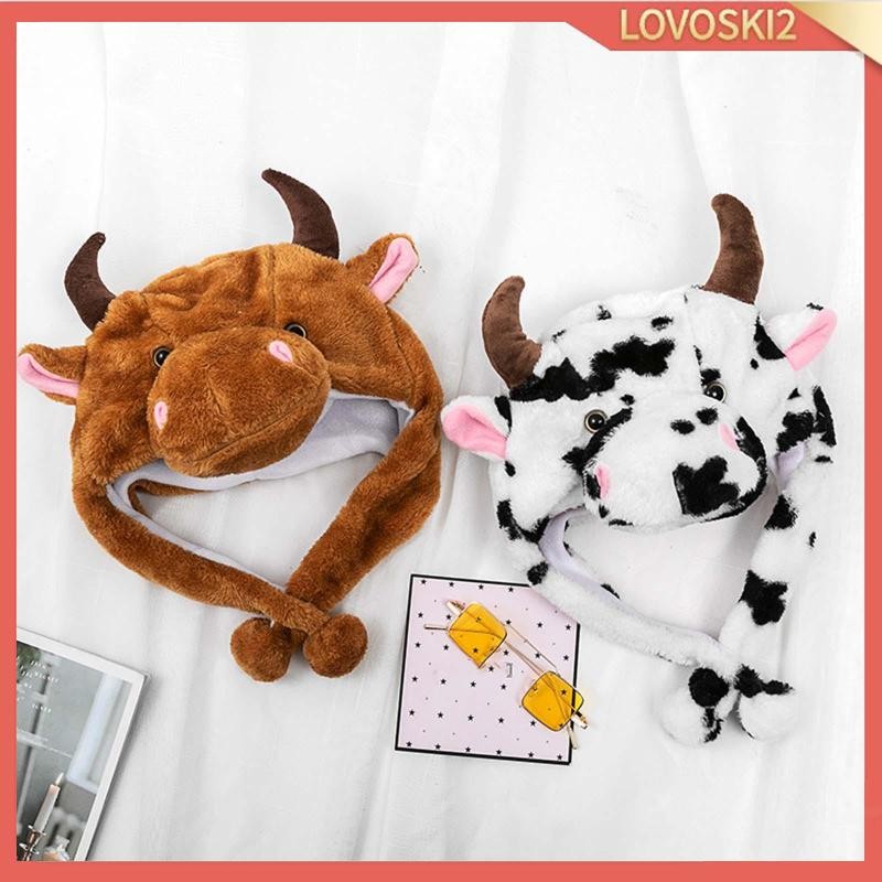 [Lovoski2] สัตว์หมวกฤดูหนาวเครื่องแต่งกายแฟชั่นที่อบอุ่นชุดแฟนซีหมวกวัว Bull สําหรับ