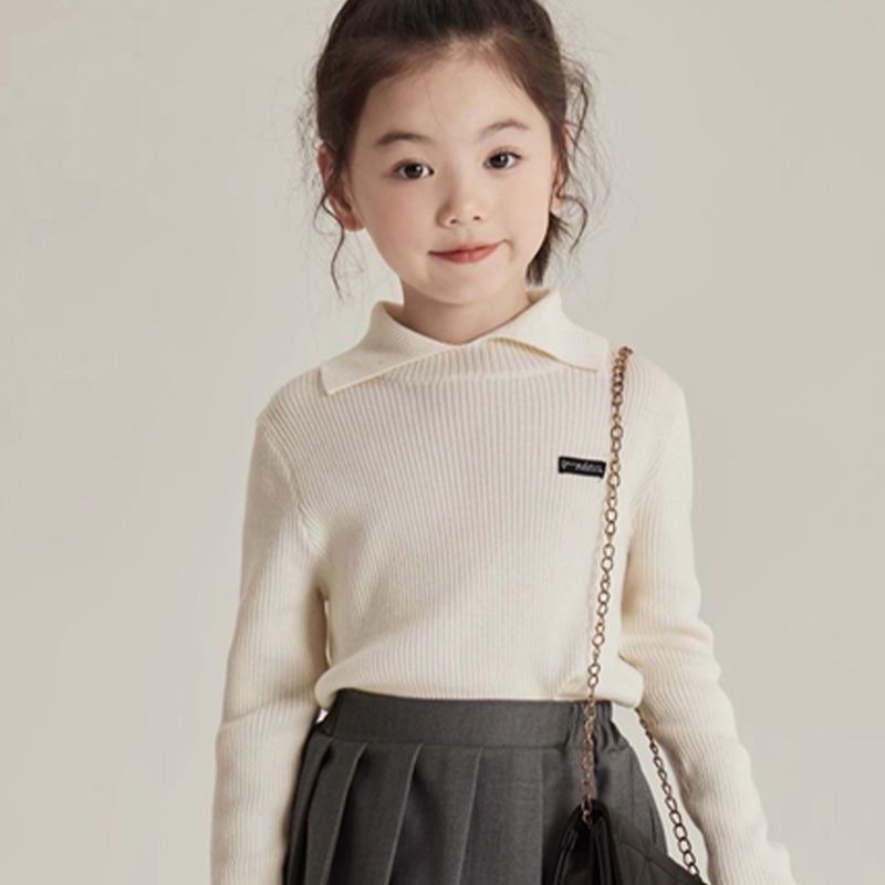 สาว Bottoming เสื้อฤดูใบไม้ผลิฤดูใบไม้ร่วงสไตล์ใหม่สไตล์ตะวันตกขนาดเล็กขนาดกลางเด็กชุดชั้นในยืดสีทึบ