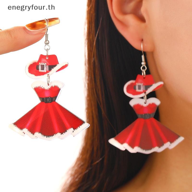 ของขวัญ & ของเล่น Christmas Carnival Party ต่างหูอะคริลิคแฟชั่นชุดสีแดงหมวก Niche ต่างหูคริสต์มาสต่างหู