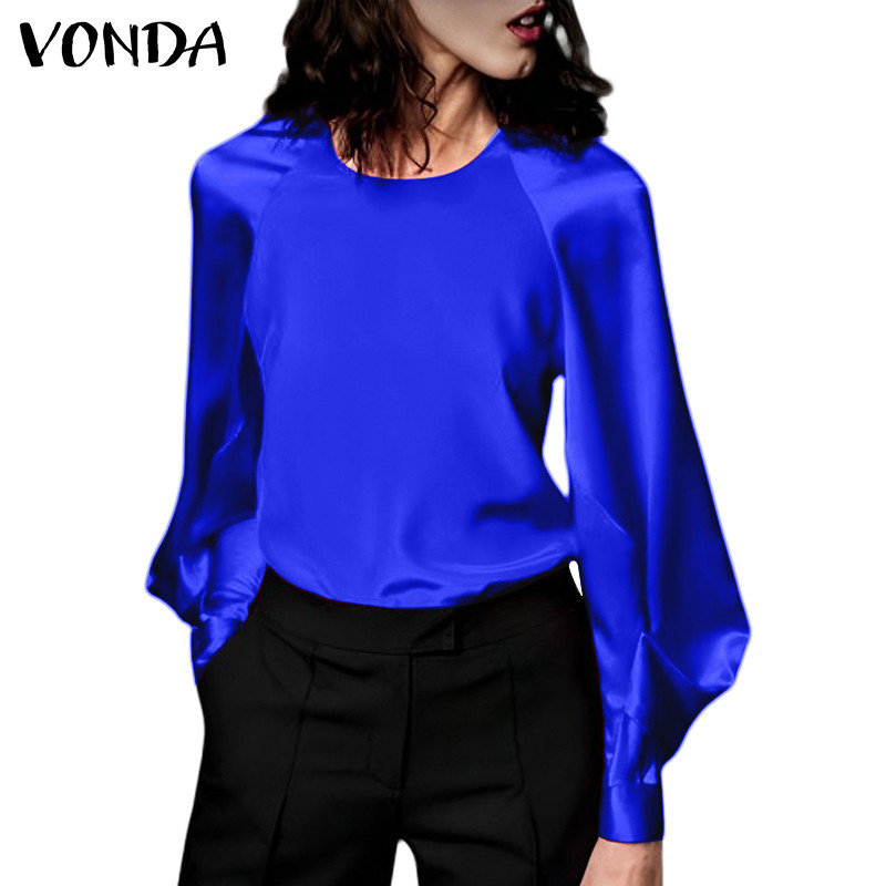 Vonda ชุดเดรสคอกลมแขนยาวสําหรับผู้หญิงวินเทจ