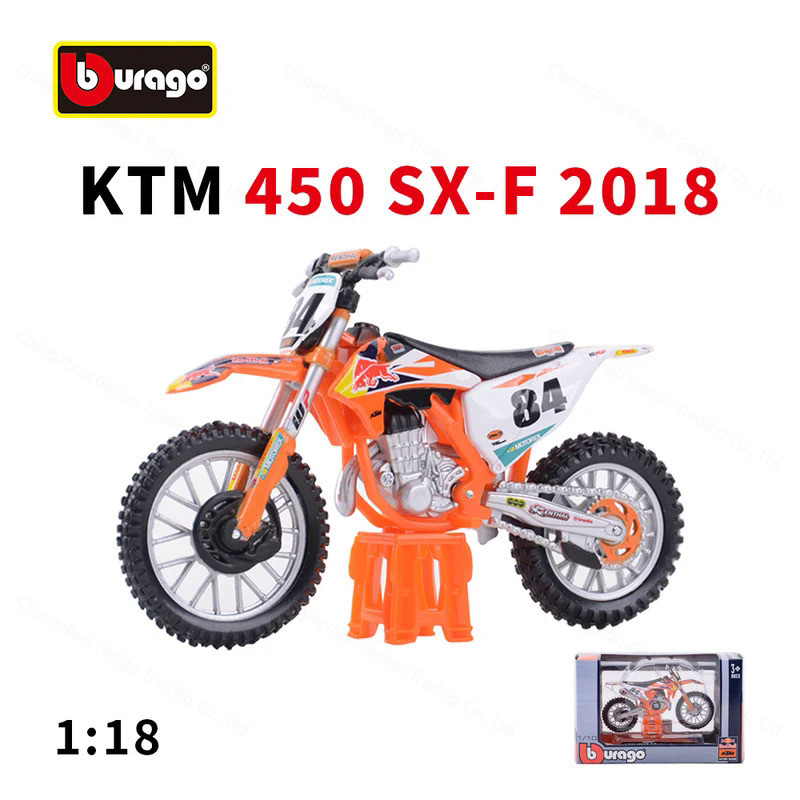 Bburago 1:18 2018 KTM-450 SX-F Factory Edition Static Die Cast Vehicles Collectible Motorcycle Model