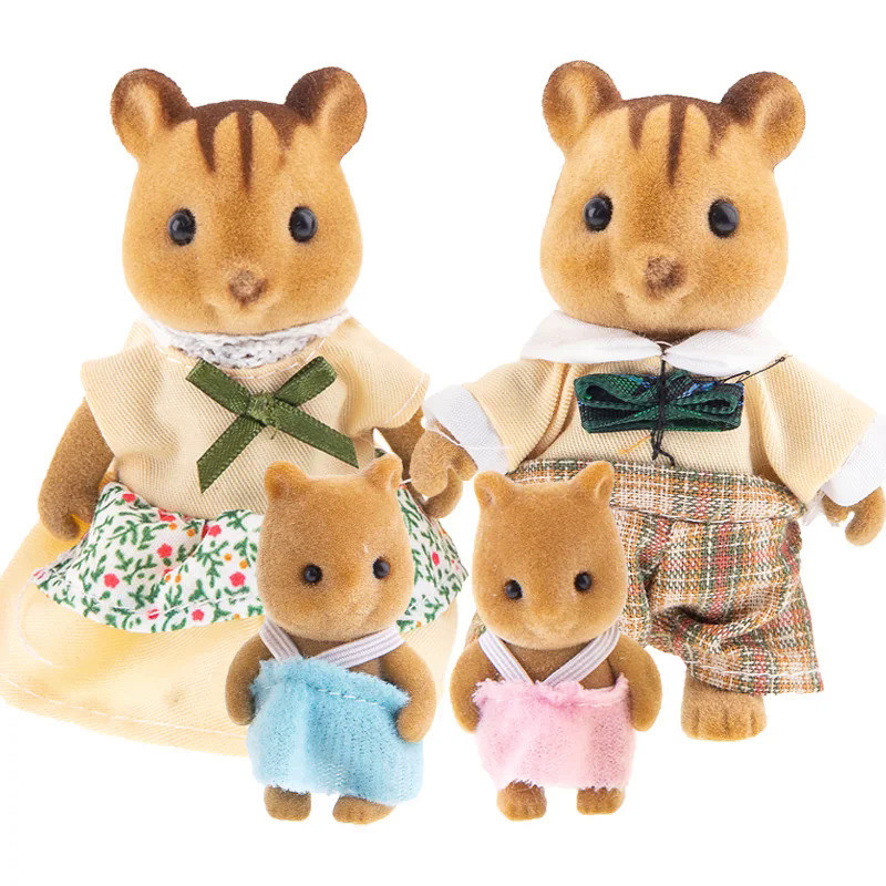 Forest Animal Family 1:12 Dollhouse Mini Bedroom Furniture Set Squirrel Figure Toys Calico Critter P