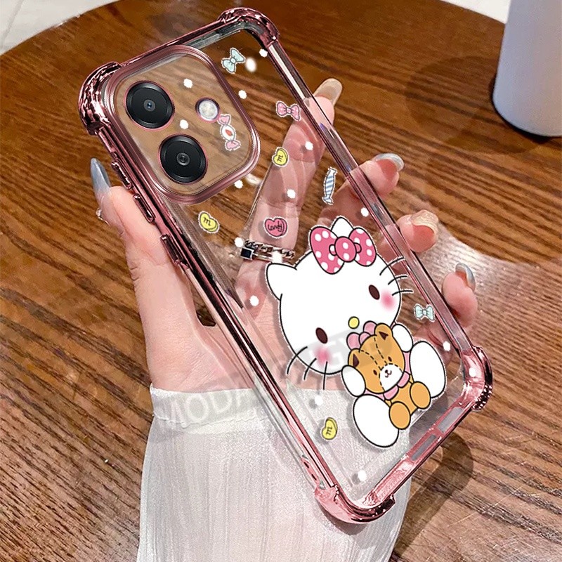 สําหรับ OPPO A3X กรณีซิลิโคนไฟฟ้า TPU SoftCase สี่มุม Anti-drop การ์ตูนกันกระแทก OPPOA3X CPH2641 เคสโทรศัพท์ฝาครอบป้องกัน