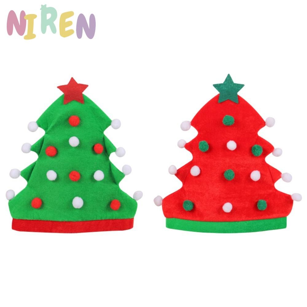 หมวกซานต้าลูกบอล NIREN, อุปกรณ์ปาร์ตี้คริสต์มาสคริสต์มาส หมวกต้นคริสต์มาส, หมวกเอลฟ์แบบนุ่มปีสร้างสรรค์