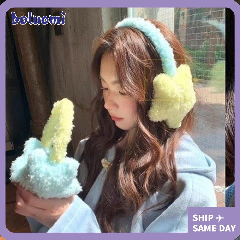 Bolumi Star Plush Earmuff, อุปกรณ์ป้องกันหู Y2K Star Fluffy Earmuffs, Keep Warm Cold Protection Ear Bag