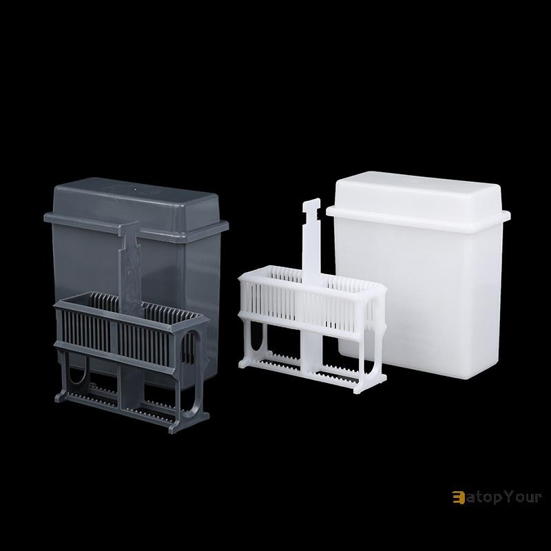 Eatopyour] 24 Slots Staining Jar Rack สําหรับกล้องจุลทรรศน์สไลด์,Slides Staining Rack ชุดจานใหม่