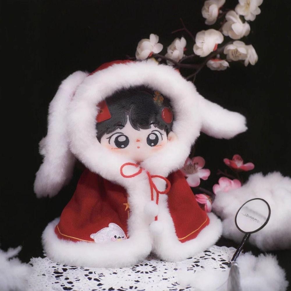 SOLIGHTER ตุ๊กตา Plush Cloak, Red & white กระต่ายหู Poncho ตุ๊กตาเสื้อผ้าปี, 20 ซม.คอสเพลย์ตุ๊กตาอุปกรณ์เสริม Mini เสื้อผ้า 20 ซม.ตุ๊กตาผ้าฝ้าย - รูปที่ 7
