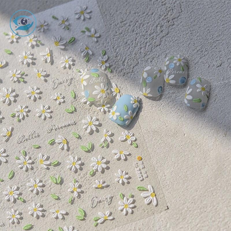 [Smw] Daisy ดอกไม้การ์ตูนสติกเกอร์เล็บ Self-Adhesive Diy น่ารักบรรเทาดอกไม้รูปแบบเล็บ Slider สติกเกอร์ตกแต่ง TH