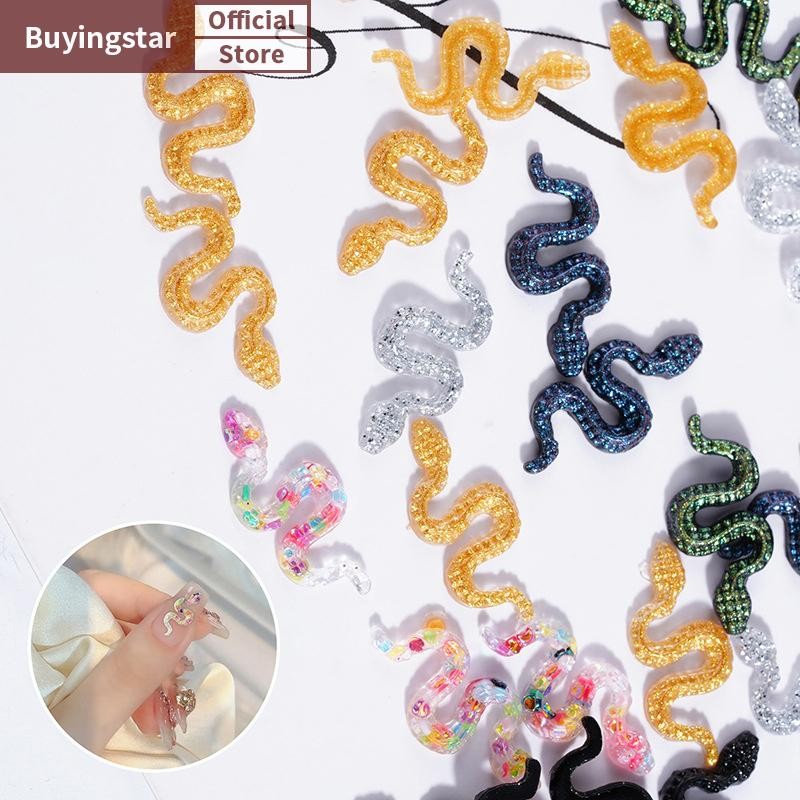 Zcx 50pcs จําลองงูเล็บเรซิ่น Rhinestones ผสมสีเล็บ Ch งูรูปเล็บอุปกรณ์ VO