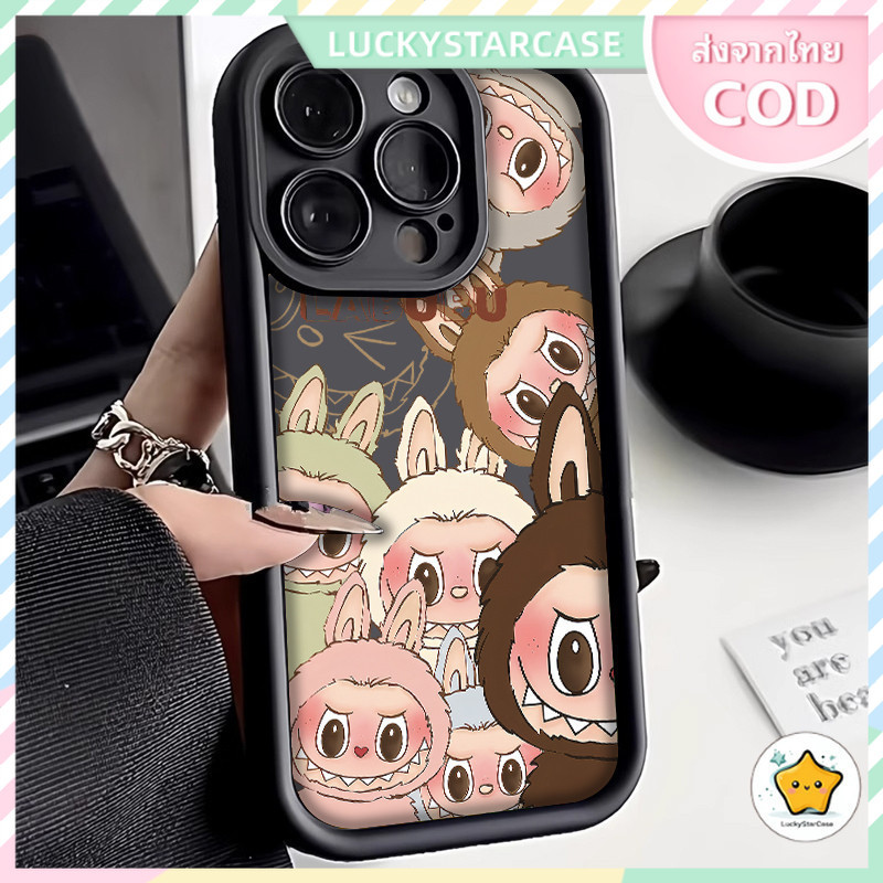 LABUBU Pattern เคสโทรศัพท์ For iPhone 11 12 13 14 15 Pro MAX X XS XR 7 8 Plus เคสไอโฟน11 15 13 เคส ซิลิโคนนุ่ม TPU Case