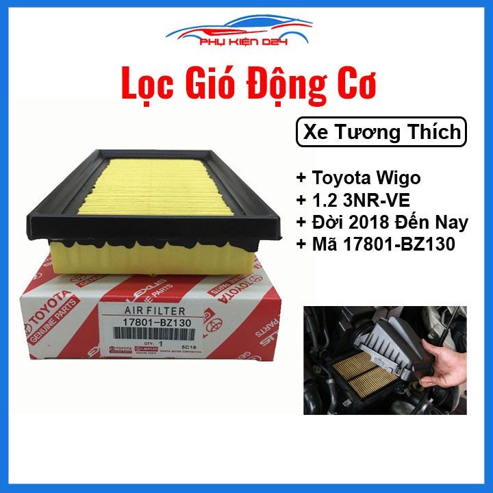 ไส้กรองอากาศเครื่องยนต์รถยนต์สําหรับ Toyota Wigo 1.2 3NR-VE รุ่น 2018 ถึงปัจจุบัน รหัส 17801-BZ130