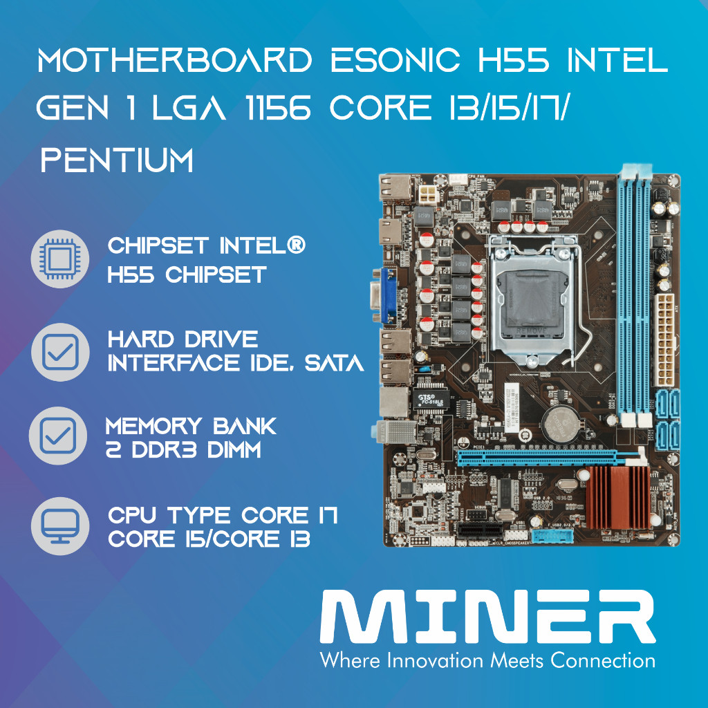 เมนบอร์ด Intel Gen 1 LGA 1156 Core I3/I5/I7/Pentium H55