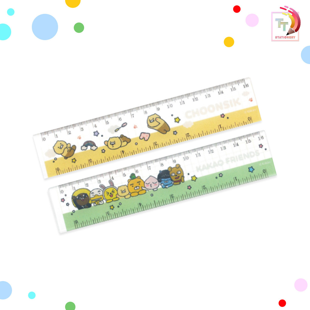 Kakao Friends ไม้บรรทัดพลาสติก ผลิตจากพลาสติก PVC แข็งแรงทนทาน มีขนาด 15ซม. / 16ซม. / 30ซม. (คละสี / ชิ้น)
