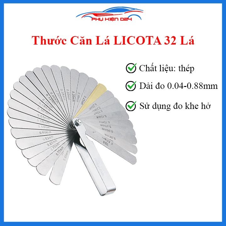 Licotta ATA-0074E ไม้บรรทัดใบไม้ 32 ใบ ใช้วัดช่องว่างตั้งแต่ 0.04 ถึง 0.88mm