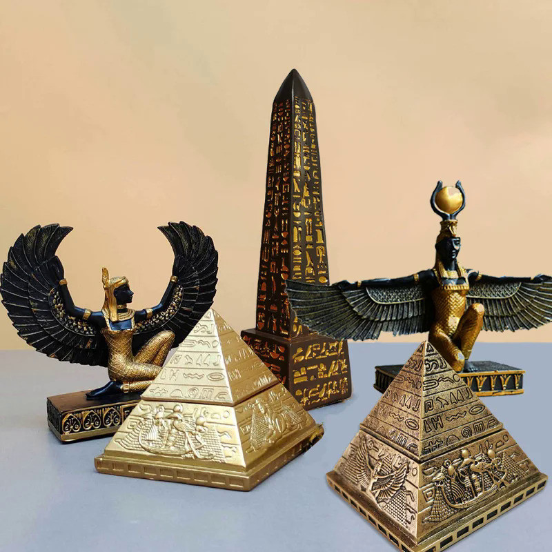 Ancient Egypt Pyramid Obelisk Statue,Isis God Figurines Egyptian Magic Marriage Goddess Resin Sculpt