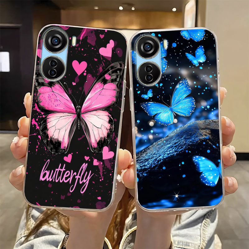 สําหรับ ZTE Blade V50 ออกแบบ 4G 5G V50 สมาร์ทซิลิโคนนุ่มใสฝาครอบป้องกันสําหรับ ZTE ใบมีด V50 Vita ผีเสื้อดอกไม้กันกระแทกเคสโทรศัพท์
