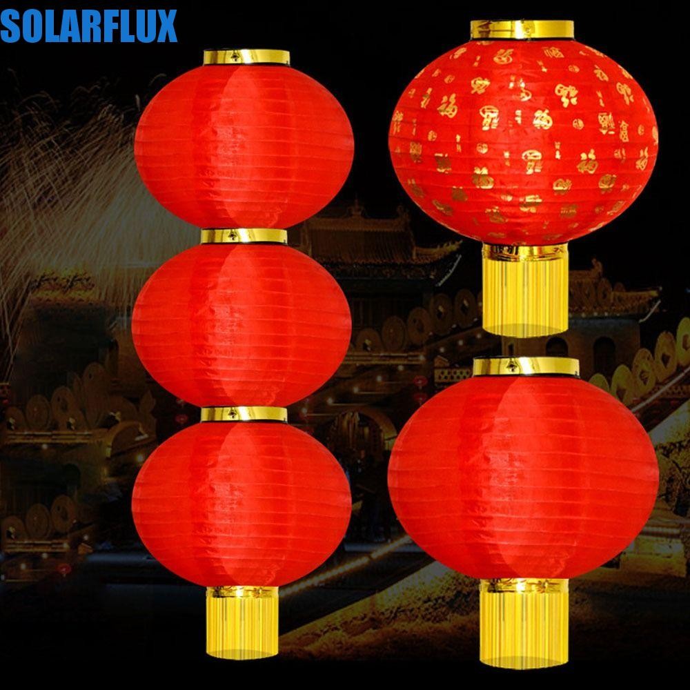 Solarflux โคมไฟงานรื่นเริง, โคมไฟจีนทรงกลมกันน้ํา, โคมไฟโบราณแฮนด์เมดจีนสีแดงวินเทจเทศกาลฤดูใบไม้ผลิ
