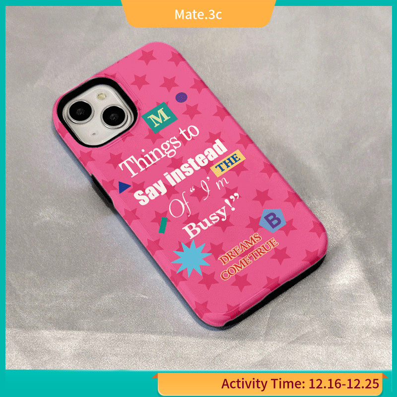 เคสโทรศัพท์มือถือ ลายตัวอักษร Two-in-One สีชมพูกุหลาบ สําหรับ iPhone12.13.14pro KRV0