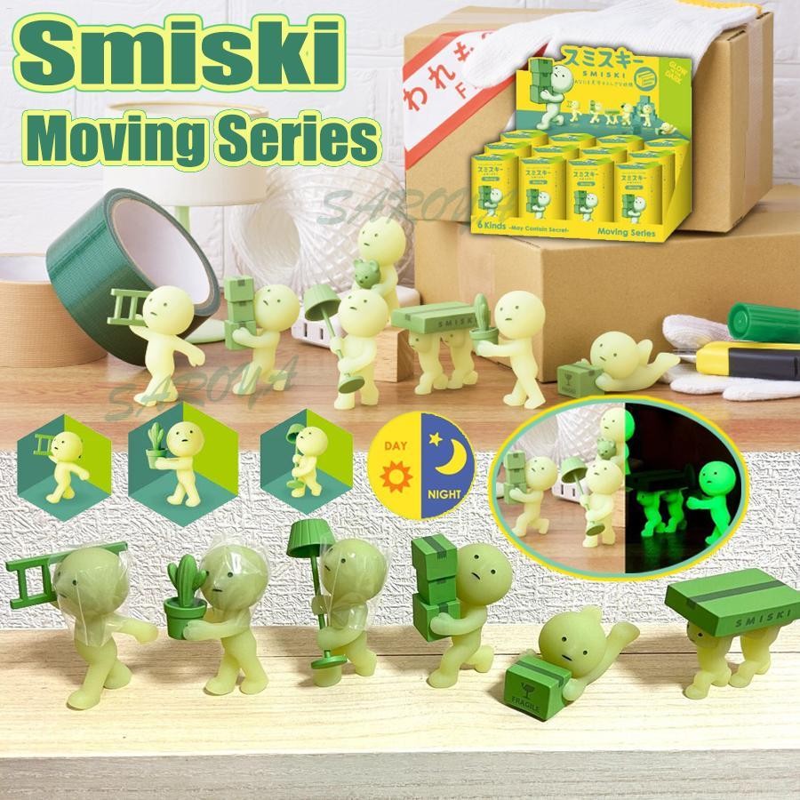 Smiski Moving Series กล่องตาบอด Smiski Hippers โทรศัพท์ Smiski Glow ใน Dark Smiski ตกแต่ง qiazhilth