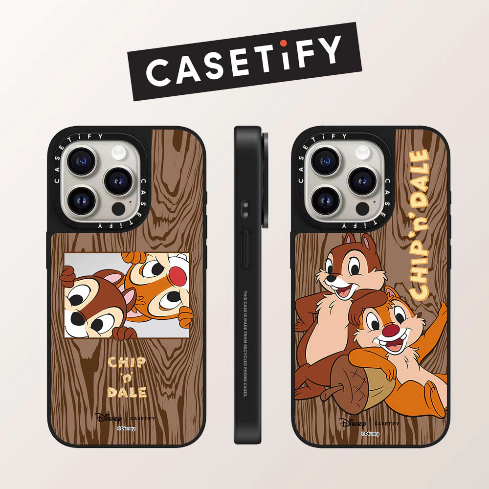 Casetify Disney Matte เคสโทรศัพท์สําหรับ IPhone 16 ProMax 16 Pro 16 Plus 15 Pro 15 ProMax 14 ProMax 13 ProMax 12ProMax 11 ด้านข้างพิมพ์ Hard Casing Chip & Dale Peanut