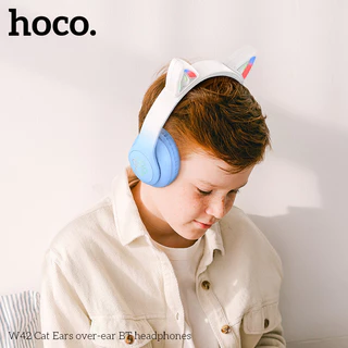 HOCO W42 หูฟังหูแมว ไฟ LED น่ารัก BT 5.3 รองรับ AUX / TF Card เสียงดี HiFi แบต10ชม. หูฟังบลูทูธ hc3