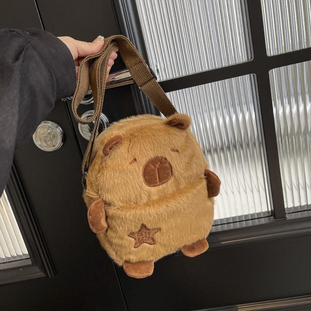 Uumir กระเป๋าสะพายไหล่,กระเป๋าโทรศัพท์ Crossbody ความจุขนาดใหญ่ตุ๊กตา,พร้อมสายรัดปรับได้การ์ตูน Capybara กระเป๋าคาดหน้าอกซิป