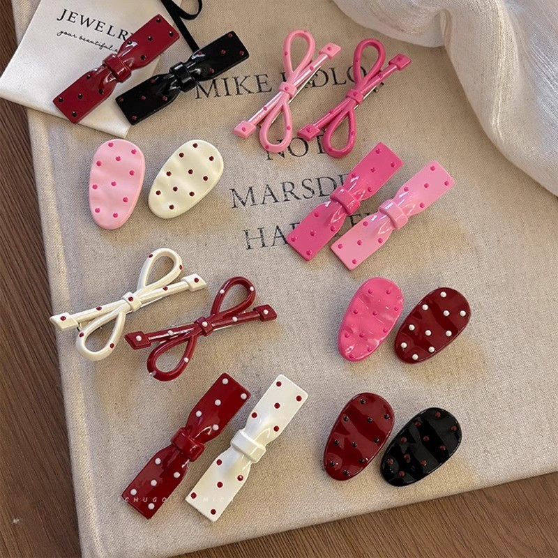 กิ๊บติดผมหน้าผากสีแดงจีนสีชมพู Mini Grips คลิป Barrettes อุปกรณ์เสริม