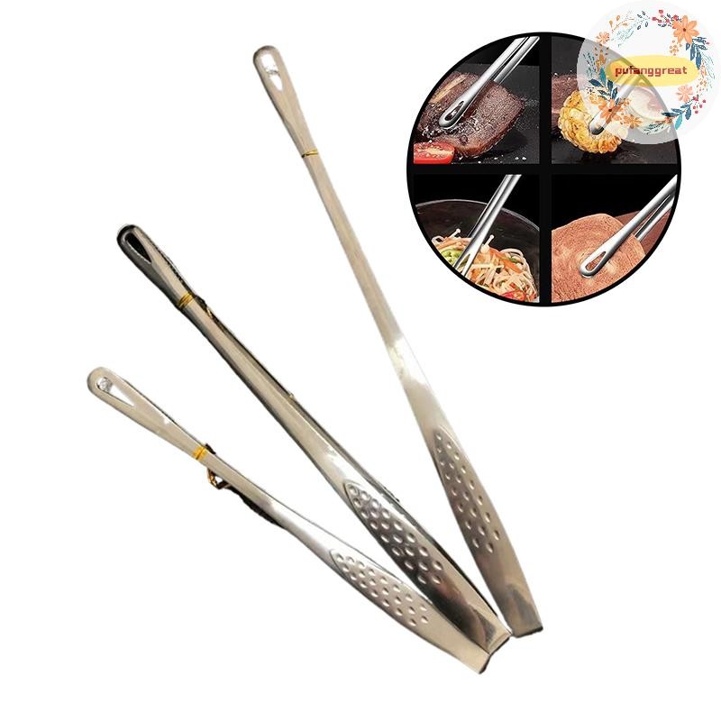Pufanggreat BBQ แหนบอาหารคลิปบาร์บีคิวสแตนเลสครัวอาหารคลิปเนื้อลื่น Non-Stick สเต็ก Clamp เครื่องมือทําอาหารสําหรับย่างเบเกอรี่ TH