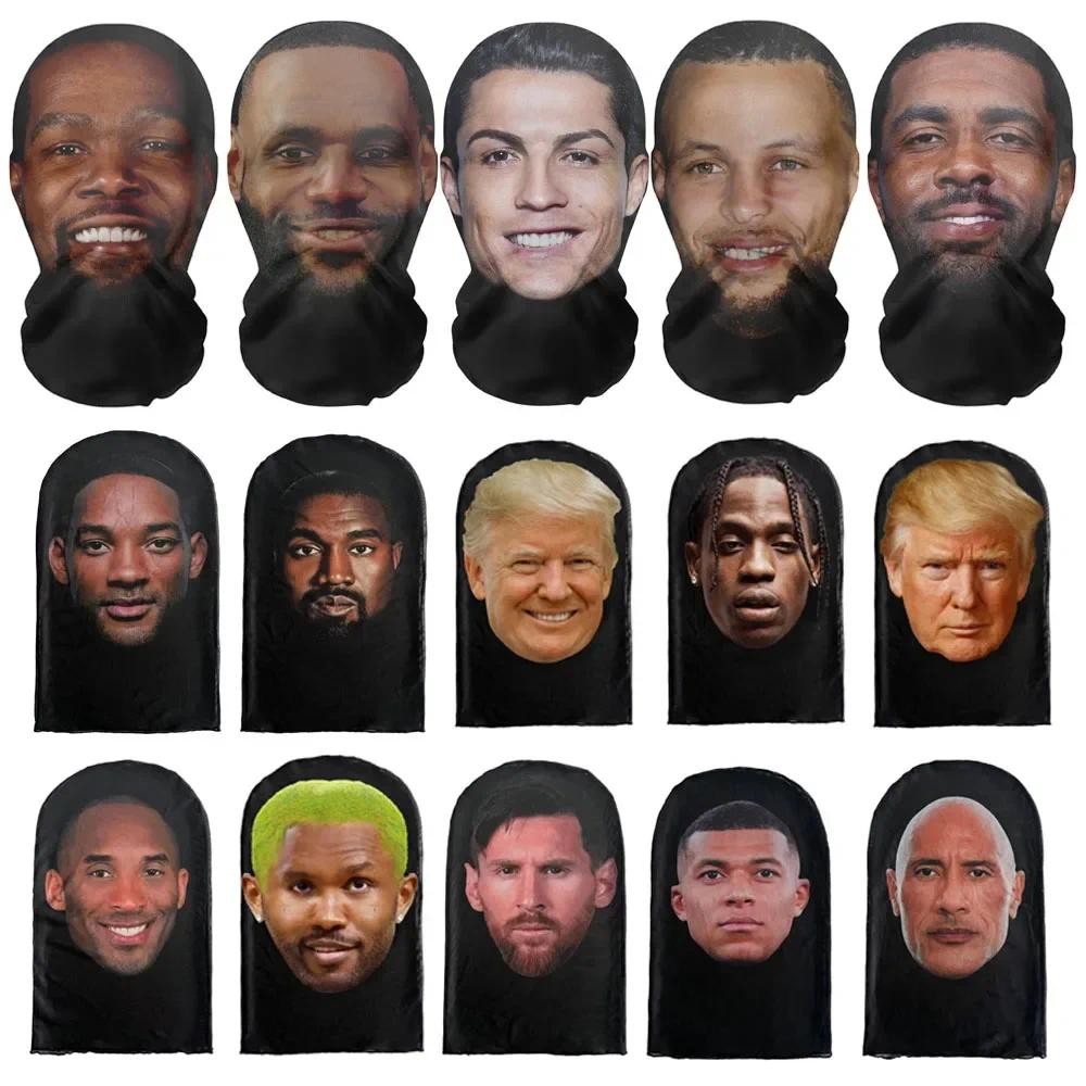ใหม่ 3D พิมพ์ Kanye หน้ากากตาข่ายยืดหยุ่น Full Face Mask สําหรับผู้ชายผู้หญิงคอสเพลย์ Headwear Hip Hop แฟชั่น Balaclava Hood หมวกหมวก