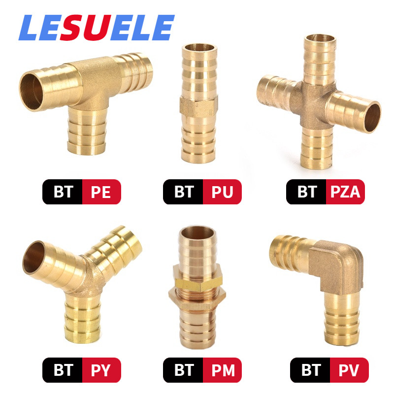 Lesu ทองเหลือง Barbed ท่อเชื่อมต่อ Tee 3-Way Y-Shaped ท่อท่อ Barbed ทองแดง Barbed Connector 6 มม.8 มม.10 มม.12 มม.14 มม.16 มม.