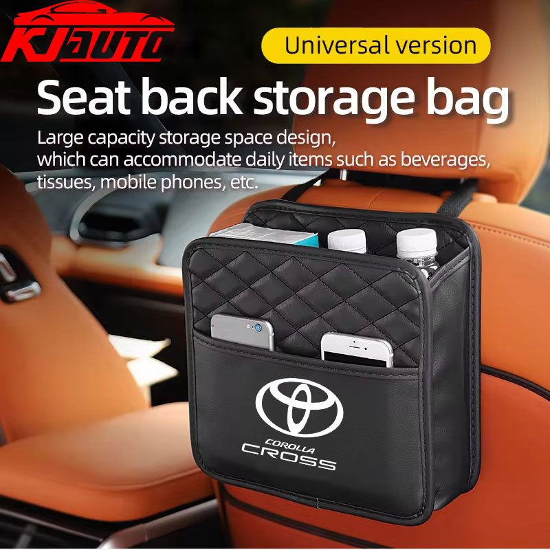 Toyota Corolla Cross มัลติฟังก์ชั่นรถที่นั่งแขวน PU หนังกระเป๋าเก็บที่นั่งด้านหลังแขวนกระเป๋ากล่องกระดาษทิชชูถังขยะ TRD GR กีฬาอุปกรณ์ตกแต่งภายในรถยนต์