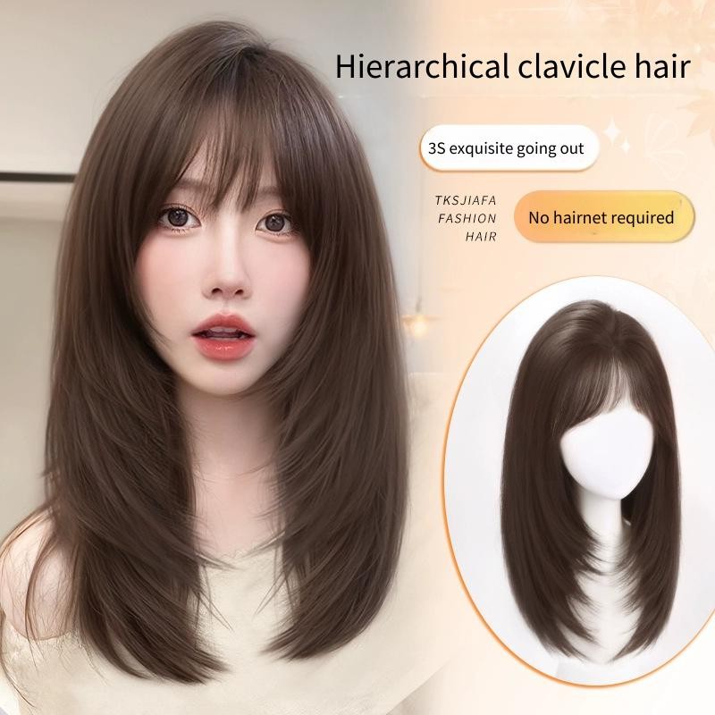 ไม่จําเป็นต้องสวมใส่ผมสุทธิวิกผมหญิงชิ้นหัวเปลี่ยนเพิ่มปริมาณผมปุยหัวธรรมชาติที่ไร้รอยต่อจําลองผมกระดูกไหปลาร้าผม
