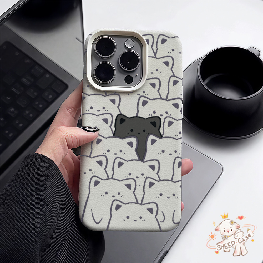 ✨ นี่ยม! ✨เคสเหมือนเปลือกลิ้นจี่ ลูกแมวที่ไม่เหมือนใคร สําหรับ IPhone 16 15 14 13 7 8plus Pro Promax XR XS เลือกได้ห้าสี