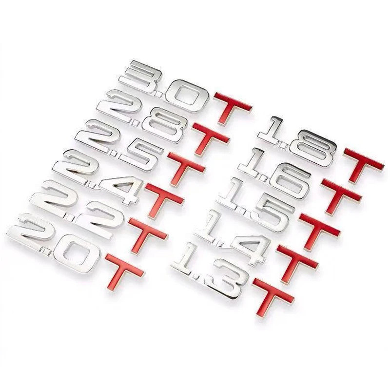 3D Car Sticker Displacement Emblem Turbo Decal For Audi Toyota Honda 1.3T 1.4T 1.5T 1.6T 1.8T 2.2T 2