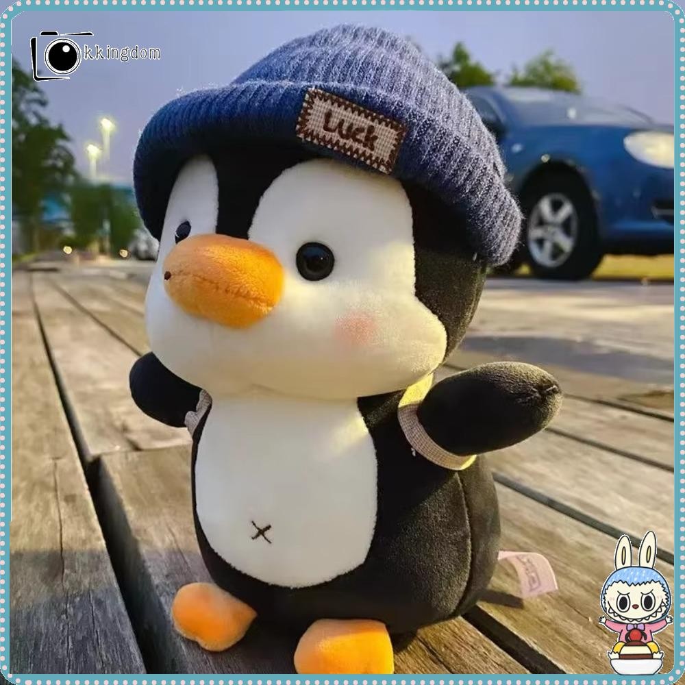 Kkingdom กระเป๋าเป้สะพายหลัง ตุ๊กตาเพนกวินน้อย, ตุ๊กตาสัตว์สวมหมวก Penguin Plush ของเล่น, Soft Comfort Sleep Companion โยนหมอนของขวัญวันเกิด