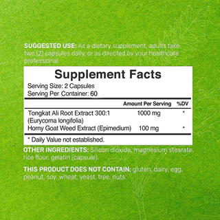 Tongkat Ali Extract Capsules - เพิ่มพลังงาน ปรับปรุงประสิทธิภาพด้านกีฬา - 30/60/120 แคปซูล - ปราศจากกลูเตน
