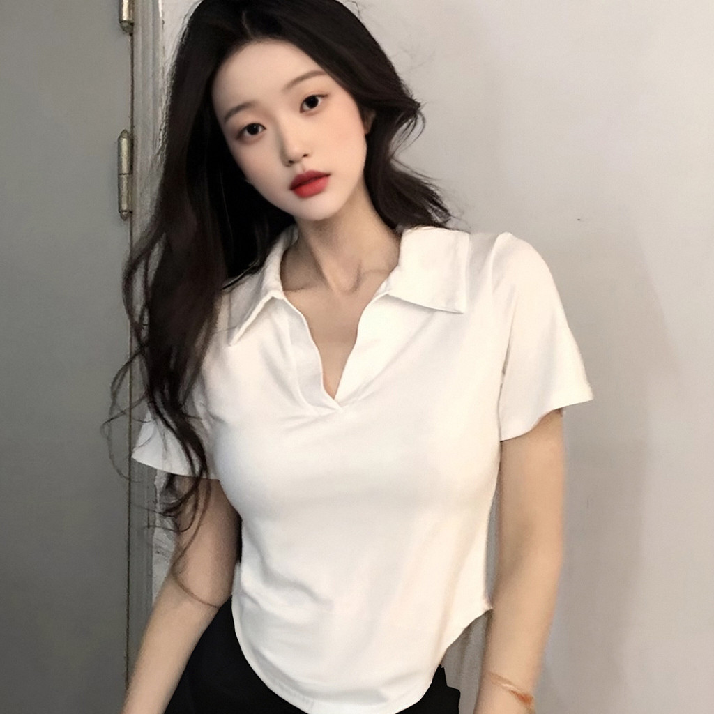เสื้อยืดวินเทจคอวีแขนสั้น ใส่แล้วดูผอม ราคา ถูกที่สุด ดีลบีเคเค แกลเลอรีภาพที่ 7