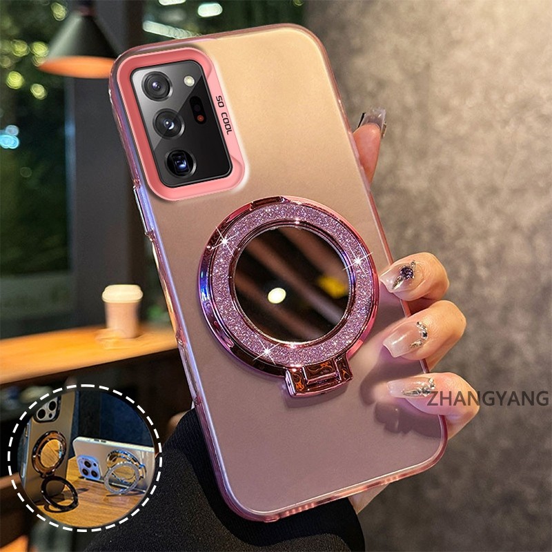 เคสสําหรับ Samsung note 20 note 20 Ultra bracket หรูหราไฟฟ้าไล่ระดับสีแฟลชผงเคสโทรศัพท์ดีไซน์ใหม่ SJSFDDB
