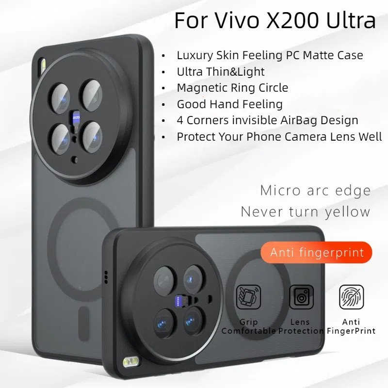 สําหรับVivo X200 Pro X200 Ultra X200Ultraกรณีหรูหราผิวรู้สึกMatte PC Hardแม่เหล็กฝาครอบโทรศัพท์สําหร