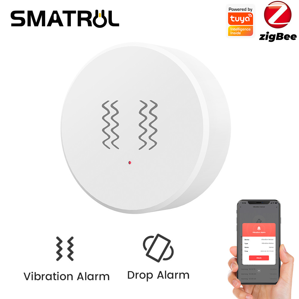 SMATRUL Tuya ZigBee เซ็นเซอร์สั่นสะเทือนอัจฉริยะ APP การแจ้งเตือน Shock Alarm บันทึกการทํางานระบบเตือนภัยความปลอดภัย
