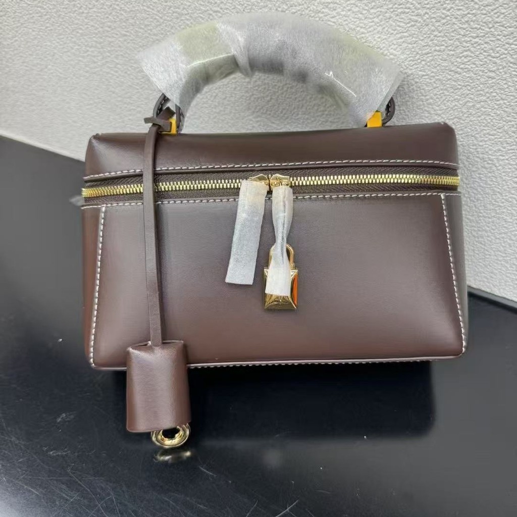 Loro * Piana กระเป๋าสะพายข้างคุณภาพสูง Extra lp27/19 กระเป๋ากล่องหนังแท้