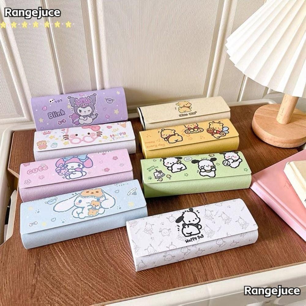 RANGEJUCE แว่นตา, Kuromi Melody ปิดอัตโนมัติกระเป๋าเก็บแว่นตา, น่ารัก PU หนังกันน้ําการ์ตูนแว่นตากันแดดฝาครอบป้องกันสาวของขวัญ