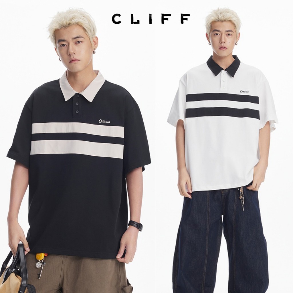 CLIFF เสื้อโปโล แนววินเทจสไตล์ญี่ปุ่น สไตล์อาร์ตๆ แบบหลวมลำลอง ฤดูร้อนรุ่นใหม่