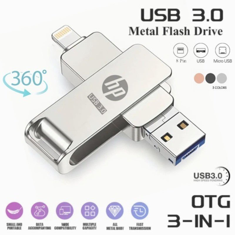 2TB โลหะ 3-in-1 ความเร็วสูงหมุน USB 1TB iXpand ไดรฟ์รูปนิ้วหัวแม่มือ Pendrive แฟลชไดรฟ์