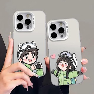 สีดำหรูหราซิลิโคนแข็งกรณีโทรศัพท์ คู่รัก for IPhone 13 12 7Plus 14 15 11 Pro MAX 8 6 7 6S Plus X XR XS IPhone17 IP17PRO