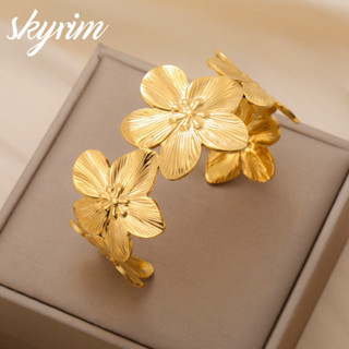 สกายริม กําไลเปิดดอกไม้สแตนเลสสีทอง 35 มม. - ของขวัญสร้อยข้อ…